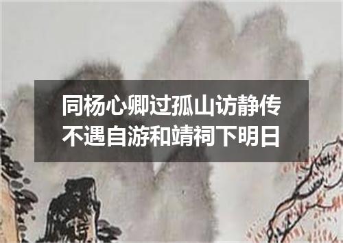 同杨心卿过孤山访静传不遇自游和靖祠下明日