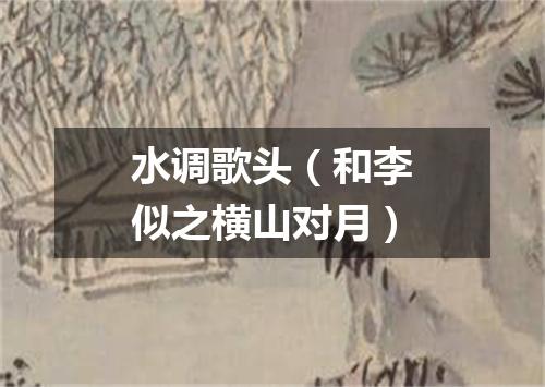 水调歌头（和李似之横山对月）