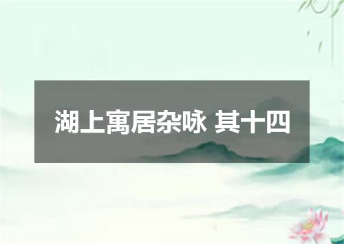 湖上寓居杂咏 其十四