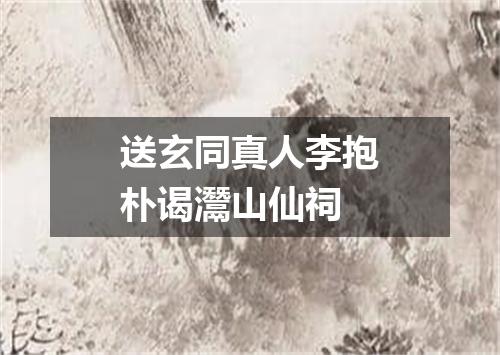 送玄同真人李抱朴谒灊山仙祠