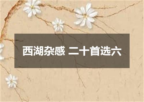 西湖杂感 二十首选六