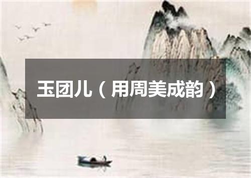 玉团儿（用周美成韵）