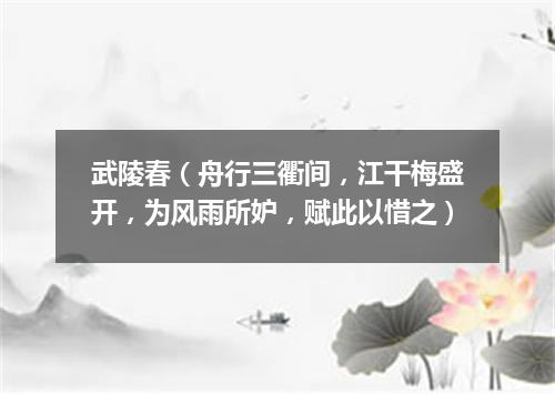武陵春（舟行三衢间，江干梅盛开，为风雨所妒，赋此以惜之）