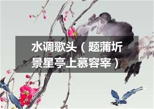 水调歌头（题蒲圻景星亭上慕容宰）