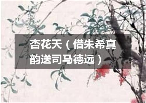 杏花天（借朱希真韵送司马德远）