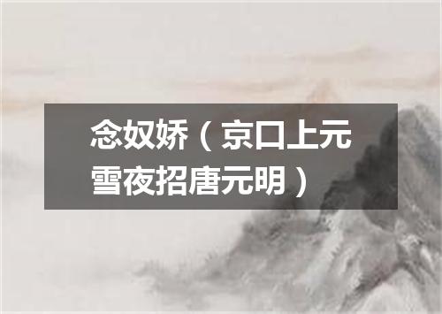 念奴娇（京口上元雪夜招唐元明）