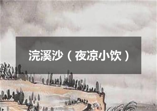 浣溪沙（夜凉小饮）