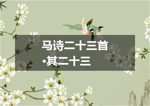 马诗二十三首·其二十三