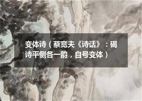 变体诗（蔡宽夫《诗话》：碣诗平侧各一韵，自号变体）