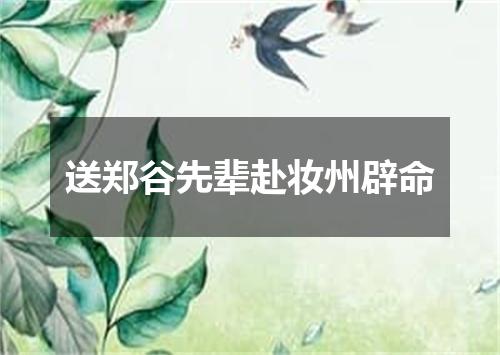 送郑谷先辈赴妆州辟命