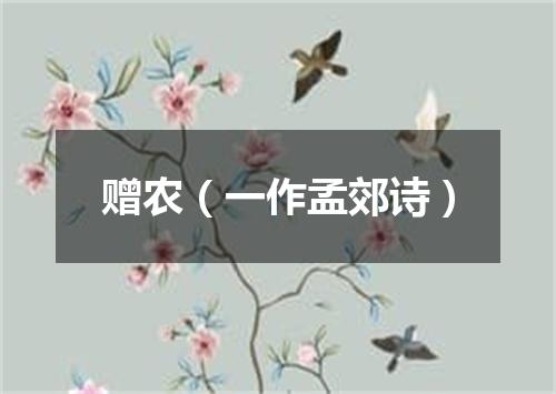 赠农（一作孟郊诗）