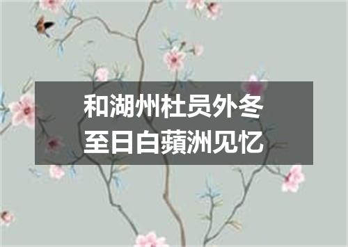 和湖州杜员外冬至日白蘋洲见忆