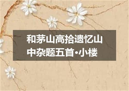 和茅山高拾遗忆山中杂题五首·小楼