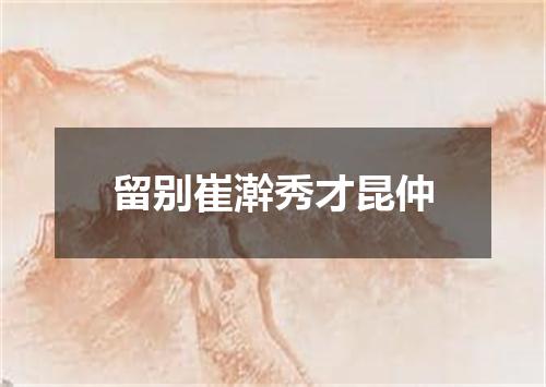 留别崔澣秀才昆仲