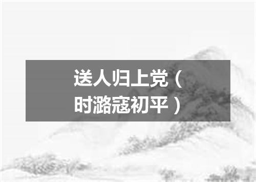 送人归上党（时潞寇初平）