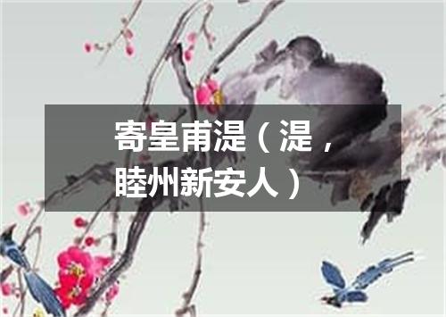 寄皇甫湜（湜，睦州新安人）