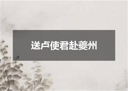 送卢使君赴夔州