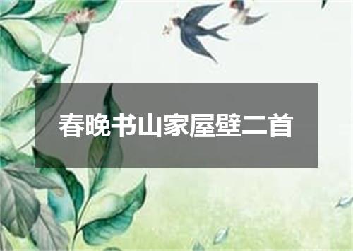 春晚书山家屋壁二首