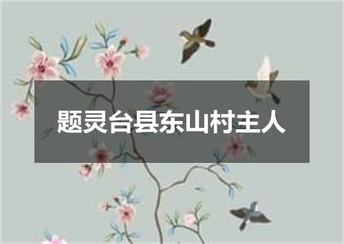 题灵台县东山村主人