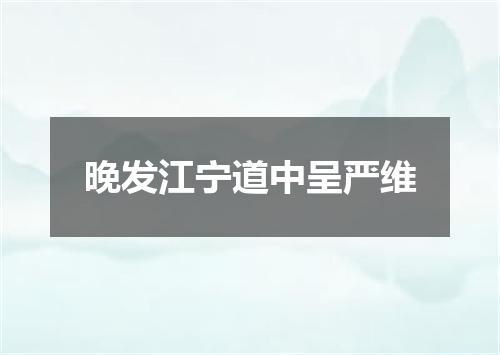 晚发江宁道中呈严维