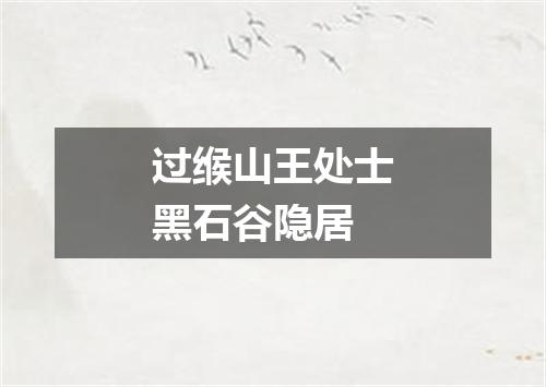 过缑山王处士黑石谷隐居