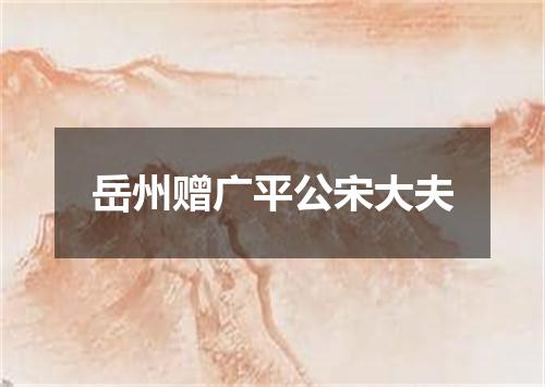 岳州赠广平公宋大夫