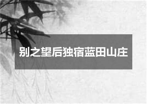 别之望后独宿蓝田山庄