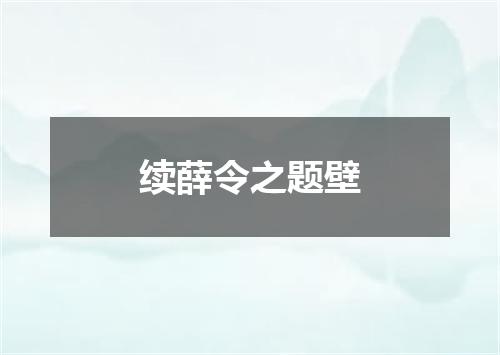续薛令之题壁