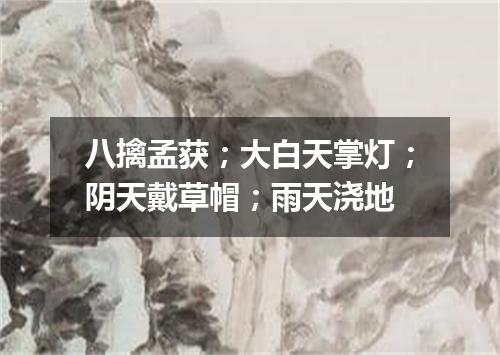八擒孟获；大白天掌灯；阴天戴草帽；雨天浇地