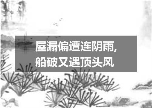 屋漏偏遭连阴雨,船破又遇顶头风