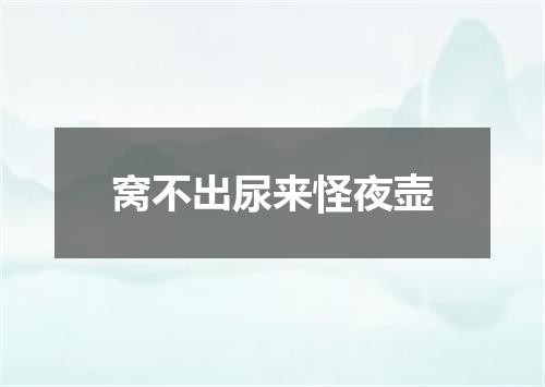 窝不出尿来怪夜壶