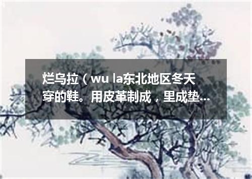 烂乌拉（wu la东北地区冬天穿的鞋。用皮革制成，里成垫乌拉草）套没底袜