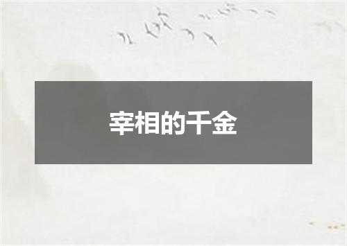 宰相的千金