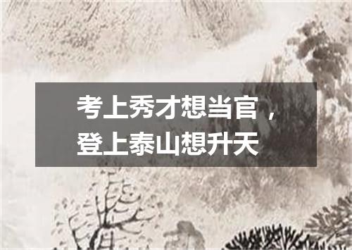 考上秀才想当官，登上泰山想升天