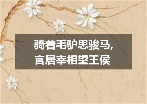 骑着毛驴思骏马,官居宰相望王侯