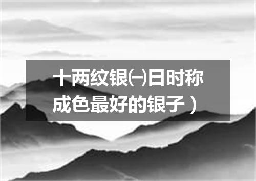 十两纹银㈠日时称成色最好的银子）